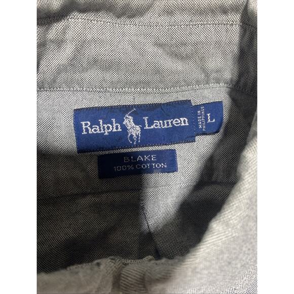 Ralph Lauren Shirt Mens Large Grey Blake Flesh Pony Preppy Classic Vintage - Picture 4 of 9